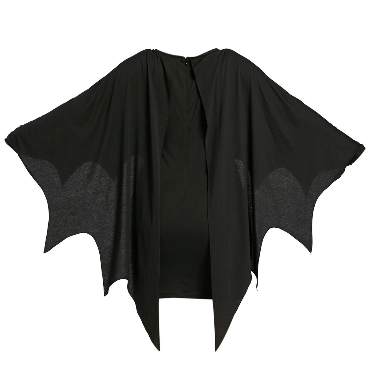 Plus Size Halloween Black Bat Wing Mini Dress Gothic Party Costume for Women